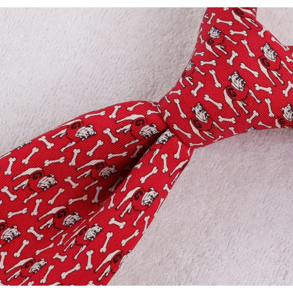 Vineyard Vines Necktie Red University of Georgia Bulldogs Silk Mascot Print Tie